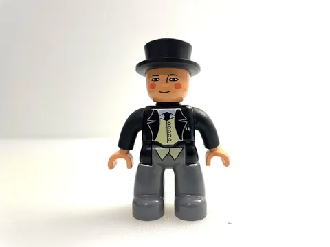LEGO DUPLO Top Hat Formal Gentleman Figure, black and grey
