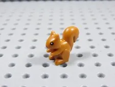 LEGO Dark Orange Squirrel Animal Minifig Black Eyes White Pupils BJ