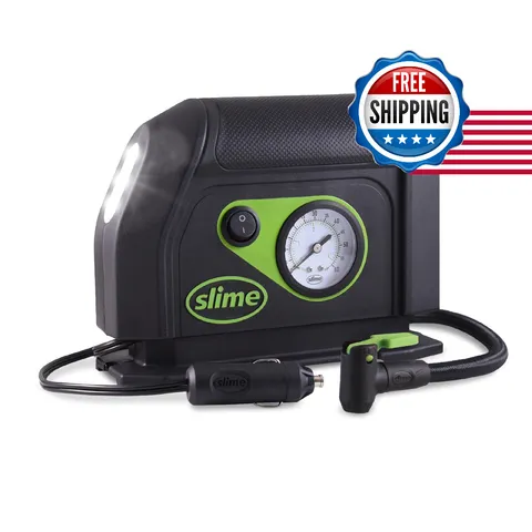 Slime 40050 Tire Inflator Portable Car Air Compressor Analog 100 Psi Dial Gauge