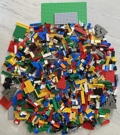 Bulk LEGO Lot 4 pound box of Bricks Parts Pieces Tires Clean