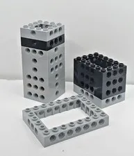 Lego Lot of 13 Technic Brick Open Center Gray/ Black Frame Rectangular