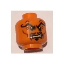 LEGO - Minifig Head Genie Large Black Arched Eyebrows, Goatee & Fu Manchu