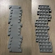 LEGO 92593 Dark Bluish Gray Plate Modified 1 x 4 with 2 Studs without Groove x15