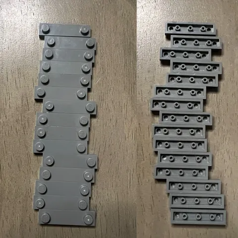 LEGO 92593 Dark Bluish Gray Plate Modified 1 x 4 with 2 Studs without Groove x15