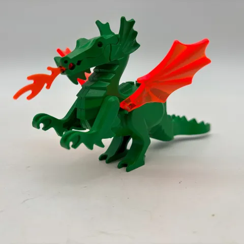 Vintage LEGO Castle Green Dragon 6129c03 Trans-Neon Orange Wings Flame COMPLETE