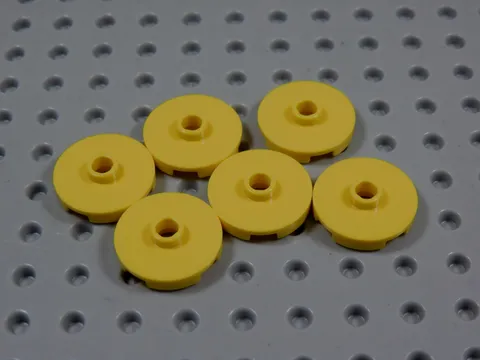 LEGO Lot of 6 Yellow Round 2x2 Smooth Plates w/ Open Stud BM