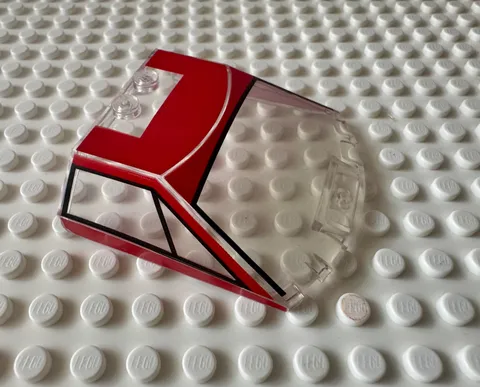 LEGO Windscreen 6x6x1 1/3 Straight Sides w Red and Black Ferrari F40 65633pb17