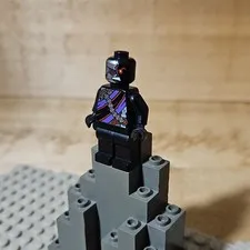 LEGO Plastic Minifigure Black Outfit w/ Cybernetic Face, Helmet Head & Red Eyes