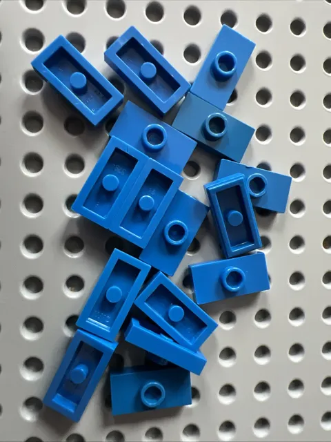 LEGO 3794a Blue Plate Modified 1x2 Stud NO Groove Jumper 17pcs