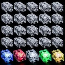15 pieces LED building blocks 2x3 rectangle, light stones transparent