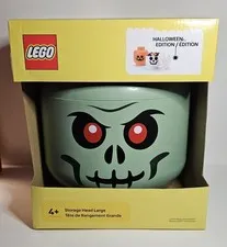 LEGO Halloween Storage Head Container Green Spooky Scary Skeleton Zombie Large