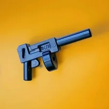 LEGO x1608 Minifig Weapon Pistol Automatic Long Barrel Tommy Gun ROUND MAGAZINE