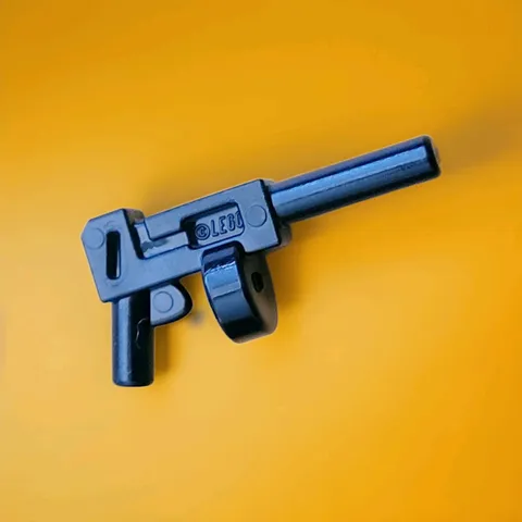 LEGO x1608 Minifig Weapon Pistol Automatic Long Barrel Tommy Gun ROUND MAGAZINE