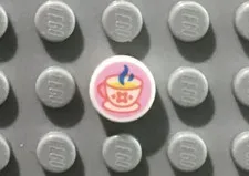 LEGO White Tile, Round 1 x 1 with Steaming Cup of Coffee or Tea
