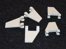 5 ~ 2x2 White Tapered Flag / Pendant w 2 Clips Bricks ~ New Lego Parts ~