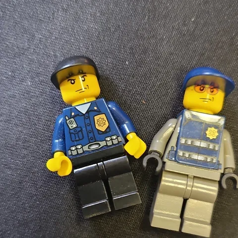 LEGO Security Guard Minifigure Lot of 2 Police/Security Uniforms Blue & Gray