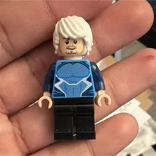LEGO Minifigure Figure Only White Hair Blue Torso Black Legs