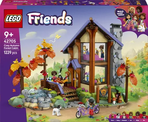LEGO Friends Cozy Fall Forest Cabin 42705 Building Toy Set 4 Minidolls New Gift