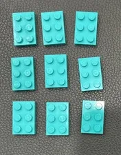 Lego Plate Flat Dark Turquoise Lot 9 Replacement Part #3021 2 x 3 2x3