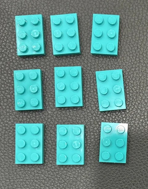 Lego Plate Flat Dark Turquoise Lot 9 Replacement Part #3021 2 x 3 2x3