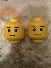 LEGO Yellow Printed Minifigure Heads Classic Smiley Face Lot of 2 Pieces