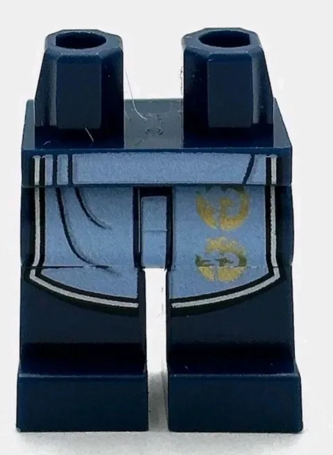 Lego New Minifig Dark Blue Pants Legs w/ Bright Light Blue Robe Ends Part