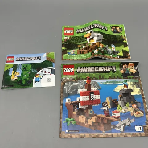 Lego Instruction Manuals Lot of 3 Minecraft 21152, 21140 21156 - Replacements
