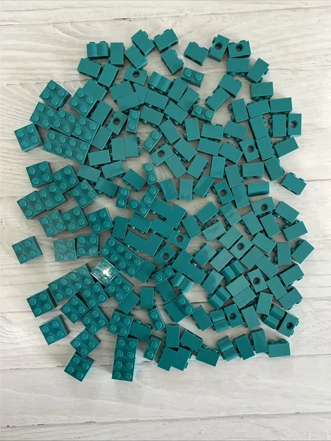 LEGO LOT DARK TURQUOISE 173 PCS 1X2 2X2 BRICK VARIETY BUILDING PIECES