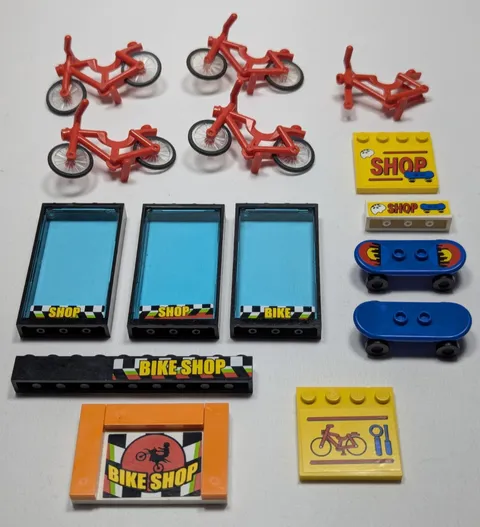 LEGO Bike Shop & Skate Shop Parts Lot Bike Skateboard Windows