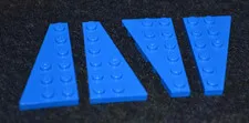(4 - [2 pair]) 3x6 Blue Corner / Wing Plate Bricks ~ New Lego Parts ~