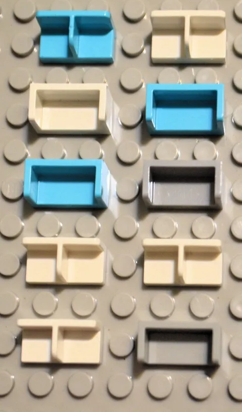 Lego #93095 Panel with Divider 1x2x1 - #35391 Panel w/Sides 1x2x1 Lot of 10PC