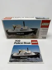 Vintage LEGO 709 Police Boat Box Manual 1977 Town System Empty No Pieces