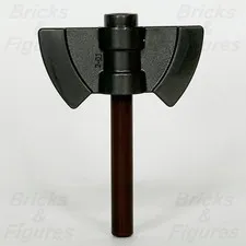LEGO Pearl Dark Grey Double Axe Head Minifigure Weapon Part Brown Bar 5689 30374