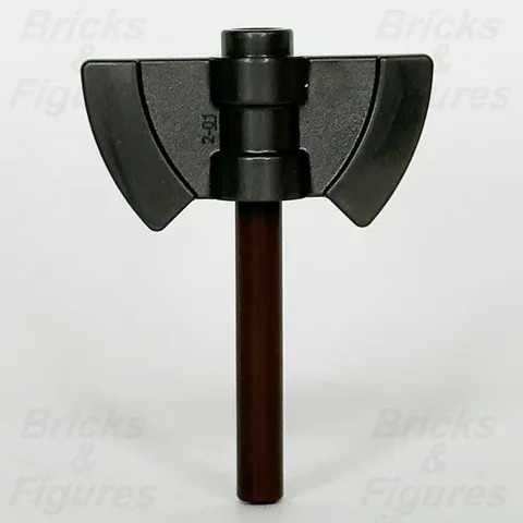 LEGO Pearl Dark Grey Double Axe Head Minifigure Weapon Part Brown Bar 5689 30374