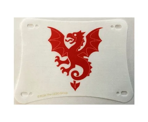 LEGO - Cloth Sail 12 x 8 1/2 with Red Dragon Pattern - White