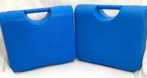 Vintage 1980s Lego Blue Case Lot of 2 Storage Box Organizer CASE ONLY Toy Bin