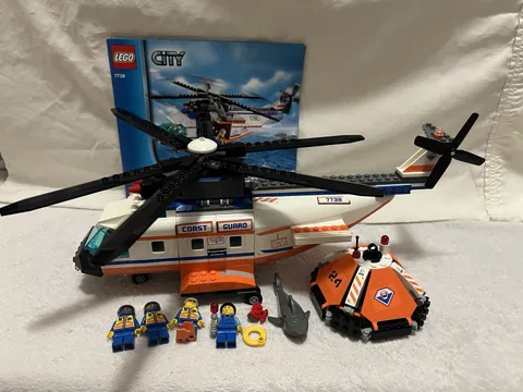 LEGO CITY: Coast Guard Helicopter & Life Raft 7738 Used Complete Minifigs
