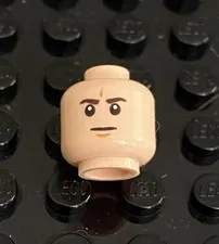 LEGO Light Nougat Head, Brown Eyebrows, Flat Grin, Dimple Between Eyes & On Chin