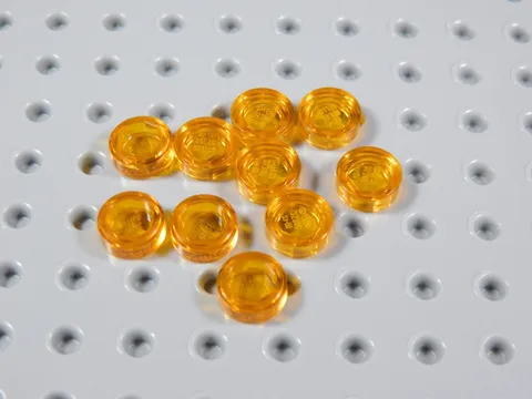 LEGO Lot of 10 Trans Orange 1x1 Round Smooth Tiles Plates BA