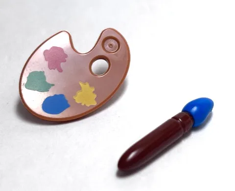 Lego - Minifigure Utensil - Paint Palette / Blue Paintbrush, Artist