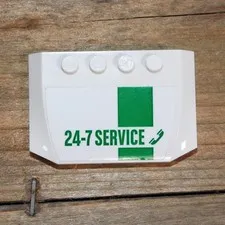 LEGO City White Wedge 4x6x2/3 Triple Curved '24-7 SERVICE' Sticker 52031pb088