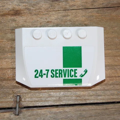 LEGO City White Wedge 4x6x2/3 Triple Curved '24-7 SERVICE' Sticker 52031pb088