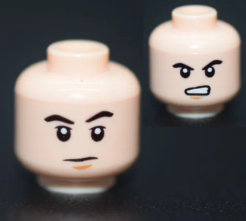 New LEGO Minifigure Head Light Nougat Batman 76271 76304 angry smirk 6258524