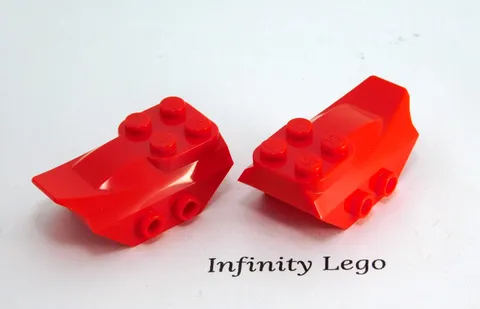 2 LEGO Red Slope Brick with Fin Wing 4 Top Studs with Side Studs Mech (79897)