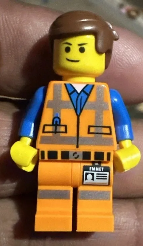 LEGO The LEGO Movie Minifigure Emmet Orange Construction Vest Blue Arms