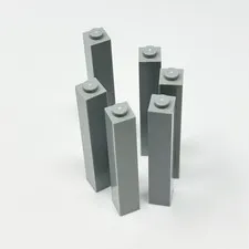2453b LEGO Parts Brick 1x1x5 Solid Stud LIGHT BLUISH GRAY (6)