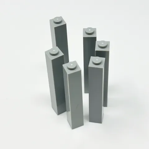 2453b LEGO Parts Brick 1x1x5 Solid Stud LIGHT BLUISH GRAY (6)