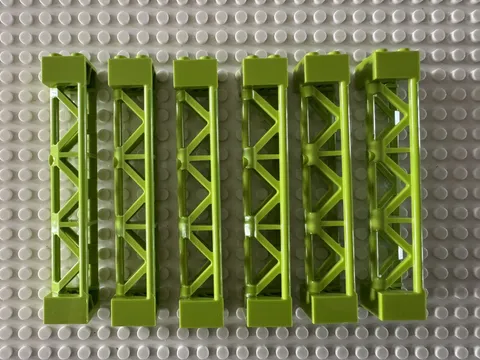 (6) LEGO Support Girder Pillar Lot-LIME GREEN- #95347