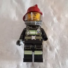 LEGO Firefighter Minifigure Red Helmet with Visor Air Tank Breathing Apparatus