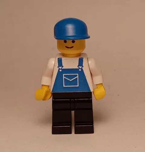 LEGO MiniFigure Legoland City Mechanic Blue Overalls Black Legs